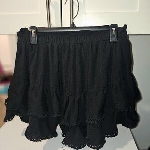 Black Tiered Ruffle Mini Skirt - Women's XL
